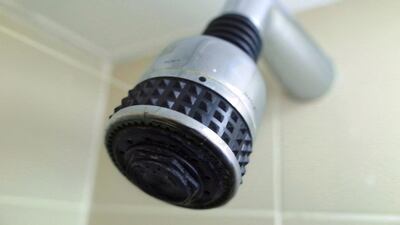 Mercure Abu Dhabi Centre Hotel has reduced its water bills by 25 per cent a month. Above, one of the water-conserving showerheads installed in the hotel. Delores Johnson / The National