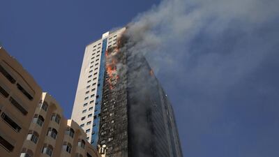 Sharjah Civil Defence officials inspected safety measures at the Abdul Naser building and found them wanting. AP Photo