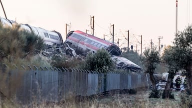 Emergency workers and dog units are searching the wreckage of the trains in Toledo province, central Spain. EPA