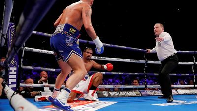 David Haye after being knocked down by Tony Bellew. Andrew Couldridge / Reuters