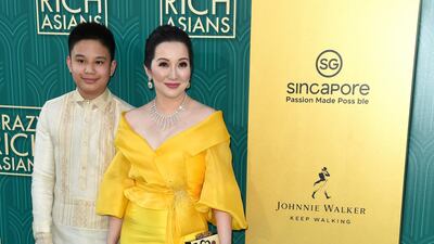 Cinco was not the only countryman Aquino tapped for this project. At the Hollywood premiere of 'Crazy Rich Asians last week', Aquino flew from Manila to Los Angeles to walk the red carpet along with her 11-year-old son, Bimby. The actress wore a modernised, yellow version of the traditional Filipino terno dress - a creation by Filipino designer Michael Leyva - and jewellery by Filipino company Diagold, which is based in the province of Cebu. AP