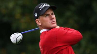 Robert Karlsson of Sweden plays his tee shot on the fifth hole during the third round of The Mercedes-Benz Championship at The Gut Larchenhof Golf Club.