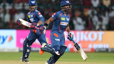 Lucknow Super Giants' Nicholas Pooran, right, and Ayush Badoni steered the chase. AP