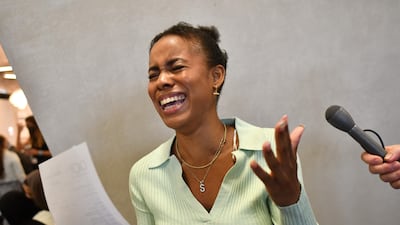Shalayna Morton receives her A-level results at the London Academy of Excellence in Tottenham, north London.