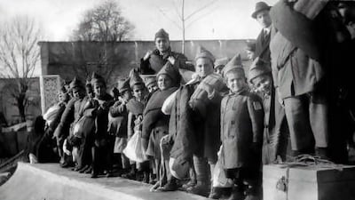 Armenian orphans waiting to be deported in 1915, when the expulsions and mass murder were in full swing.