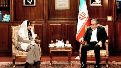 UAE Minister of State Lana Nusseibeh with Iranian Foreign Minister Abbas Araghchi