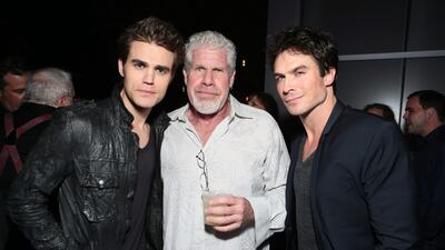From left: Paul Wesley, Ron Perlman and Ian Somerhalder, attend Entertainment Weekly's Comic-Con Celebration at the Hard Rock Hotel. Alexandra Wyman / Invision for Entertainment Weekly / AP Images