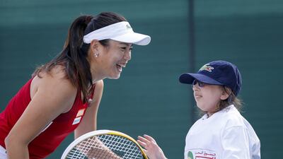 Latisha Chan at the Lacoste Special Needs Clinic. Courtesy Dubai Duty Free Tennis Championships