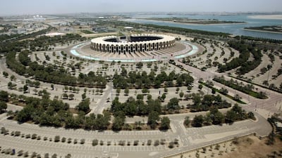 Zayed Sports City Stadium in Abu Dhabi, 2008. The stadium is the work of French architects Henri Colboc, Pierre Dalidet and George Philippe.
