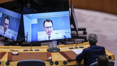 Anthropic chief executive Dario Amodei speaks during a Security Council meeting on AI at the UN General Assembly. EPA