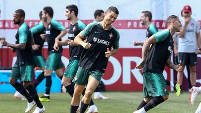 Cristiano Ronaldo, centre, has scored four goals for Portugal in Russia. Paulo Novais / EPA