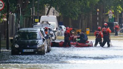 A water main burst in Holloway, north London, on Monday, causing flooding 1.2 metres deep. Drought has been declared in many parts of England, as Britain endures its driest summer in almost 50 years. PA