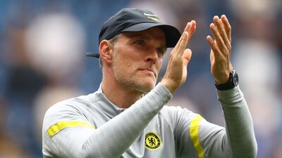 Thomas Tuchel waves to Chelsea supporters after the Premier League match against Watford. Getty