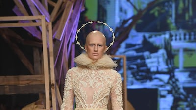 A model walks the runway at the Amato spring / summer 2020 show during Fashion Forward Dubai on November 02, 2019. Getty Images