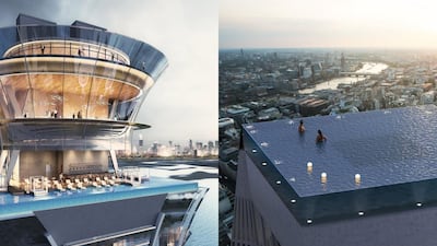 Both Dubai and London have plans to build 360-degree infinity pools which will be among the tallest in the world. Nakheel / Compass Pools