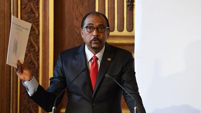 Executive director of UNAIDS Michel Sidibe presents UNDAIDS's latest figures on the Aids epidemic in Paris on July 20, 2017. Alain Jocard / AFP