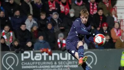 Manchester City's Cole Palmer scores his side's fourth goal. AP