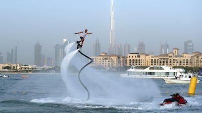 People compete in the flyboard section of the Dubai Watersports Summer Week. All photos by Chris Whiteoak / The National