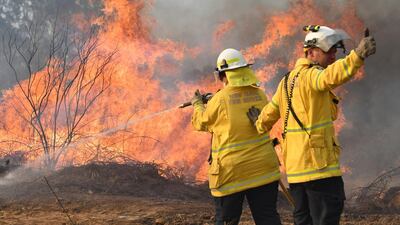 New South Wales Rural Fire Service firefighters fighting fires on Long Gully Road in the northern New South Wales town of Drake, Australia. EPA