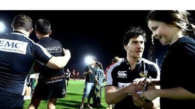 Ella Greene, nine, was all smiles after getting an autograph from Ben Jacobs after the Wasps' training session.