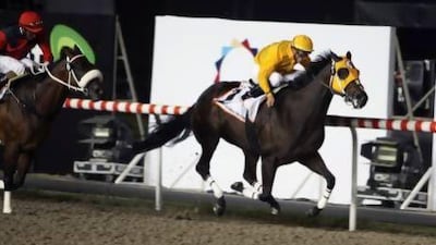 Kinsale King, seen here winning the Dubai Golden Shaheen on World Cup nightin 2010, has had a year off from the track. Andrew Henderson / The National