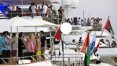 “There’s only two races on the Formula One calendar where you can watch the race from a yacht. One is Monaco and one is Abu Dhabi,” said Danny Berger who owns a company which chartered one of the yatchs berthed at Yas Marina for the Abu Dhabi Grand Prix. Christopher Pike / The National