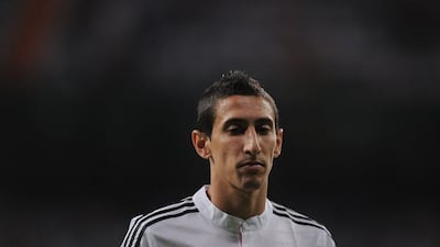 Angel di Maria looks on during the Supercopa de Espana (Spanish Super Cup) first leg match between Real Madrid and Atletico Madrid on Tuesday. Denis Doyle / Getty Images / August 19, 2014