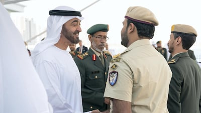 Sheikh Mohammed bin Zayed greets members of the UAE Armed Forces. Ryan Carter for the Crown Prince Court - Abu Dhabi