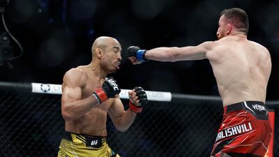 Jose Aldo and Merab Dvalishvili during their bout at UFC 278. USA Today