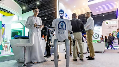 A general view of the Higher Colleges of Technology stand at Gisec Global in Dubai last year. Antonie Robertson / The National