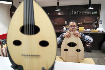 Master craftsman Amro Fawzy at the Bait Al Oud workshop in Abu Dhabi. Chris Whiteoak / The National