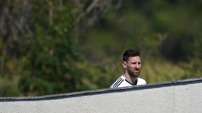 Argentina player Lionel Messi leaves after a training session in Rio de Janeiro. AFP