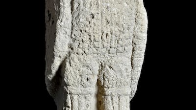 Statue of an eagle standing on a bull's head 1-100 CE United Arab Emirates, Ed-Dur Stone. Courtesy Umm Al Quwain, Department of Tourism and Archaeology