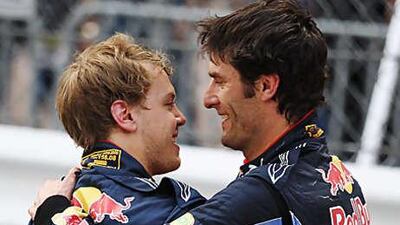 Mark Webber, right, and Sebastian Vettel, his Red Bull-Renault teammate, have continually set the pace this season.