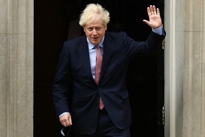 Boris Johnson leaves Downing Street ahead of his remarks at the Conservative Party conference. Getty Images