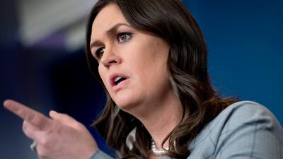 This photo taken on January 3, 2018 shows White House press secretary Sarah Sanders taking questions during the daily briefing at the White House in Washington, DC. Jim Watson / AFP