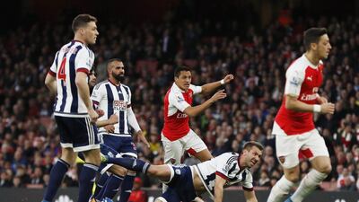 Arsenal’s Alexis Sanchez celebrates scoring their first goal. Paul Childs / Reuters