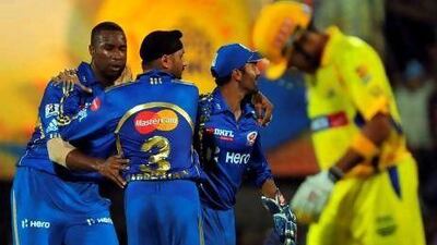 Mumbai Indians, in blue, got their IPL season off to a winning start by defeating Chennai Super Kings, the defending champions. Manjunath Kiran / AFP