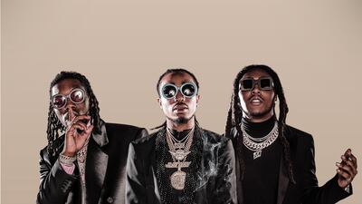 Migos is made up of rappers (L-R) - Offset, Quavo and Takeoff. Courtesy of Yas Marina Circuit