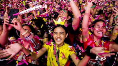 A reveller celebrates as confetti falls during a New Year's Eve party in Quezon City, Metro Manila, Philippines. Reuters