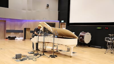 A Steinway piano is tuned in the scoring room before a recording session. Pawan Singh / The National