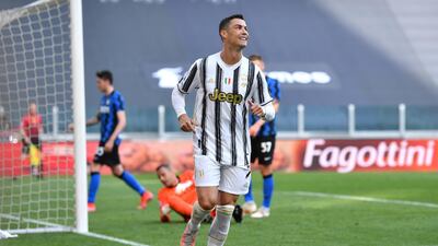 Cristiano Ronaldo celebrates after opening the scoring in Juventus' 3-2 Serie A win over Inter Milan in Turin on Saturday, May 15. Getty
