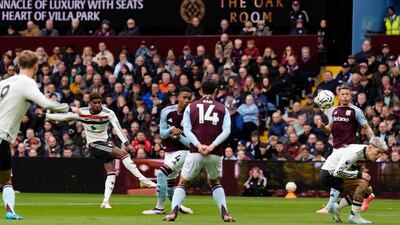Manchester United's Marcus Rashford has an early shot. PA