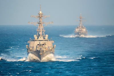 US Navy Arleigh Burke-class guided missile destroyers. Alamy Stock Photo