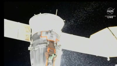 Liquid sprays from the Soyuz MS-22 spacecraft. AFP