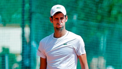 Novak Djokovic has been training in Belgrade in between tournaments nad is next in action at the Madrid Open next week. Pedja Milosavljevic / AFP