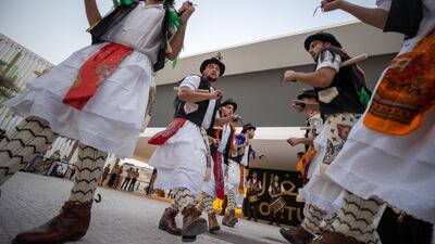 Pauliteiros de Miranda, a traditional Portuguese dance, at the Portugal pavilion. Photo: Expo 2020 Dubai