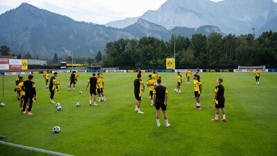 Dortmund players at their training camp. Getty