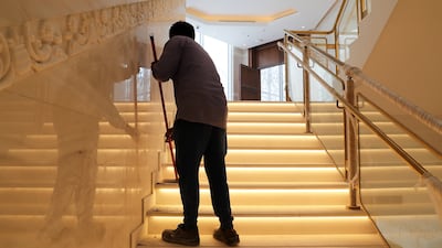 Finishing touches are added to the temple. Pawan Singh / The National