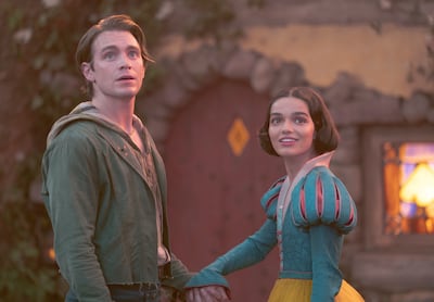 Andrew Burnap and Rachel Zegler in a scene from Snow White. Photo: Disney